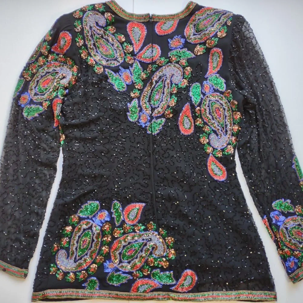 Vintage Jack Bryan Beaded Top Elegant Quiet Luxury Special Occasion  Size 6 - Picture 7 of 12